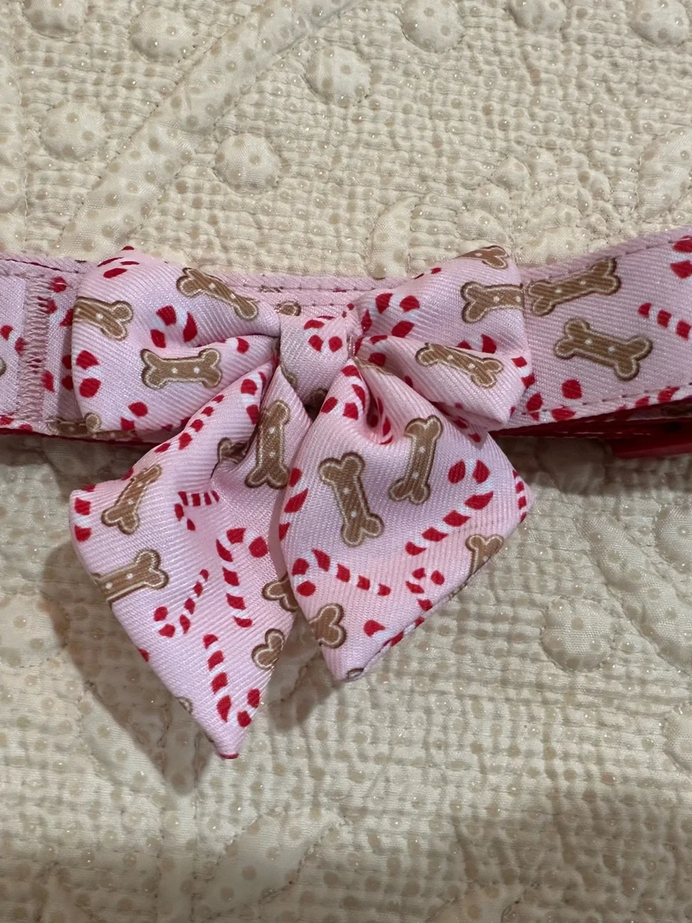 Pink Holiday Dog Collar with Bow